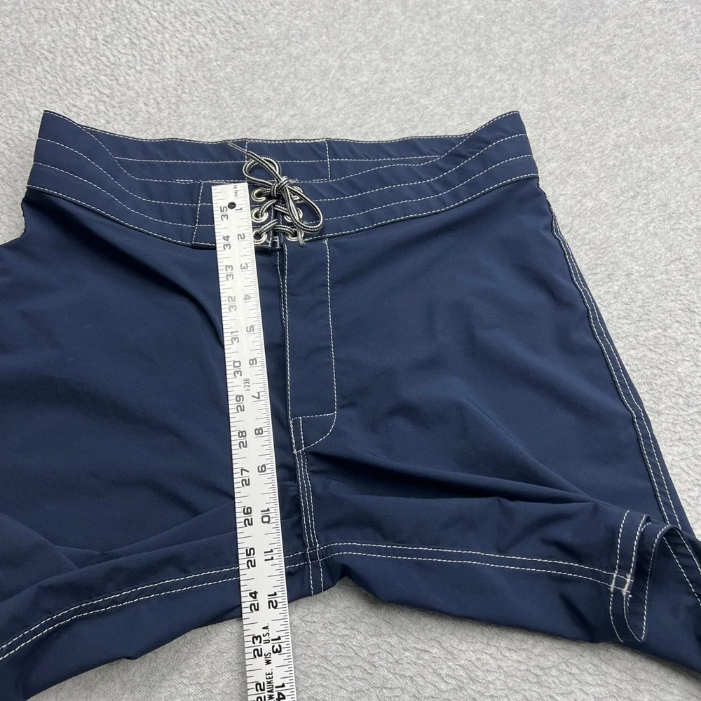 Birdwell Beach Britches Board Shorts Mens 30 Blue Stitch Lace Up Trunks USA Made